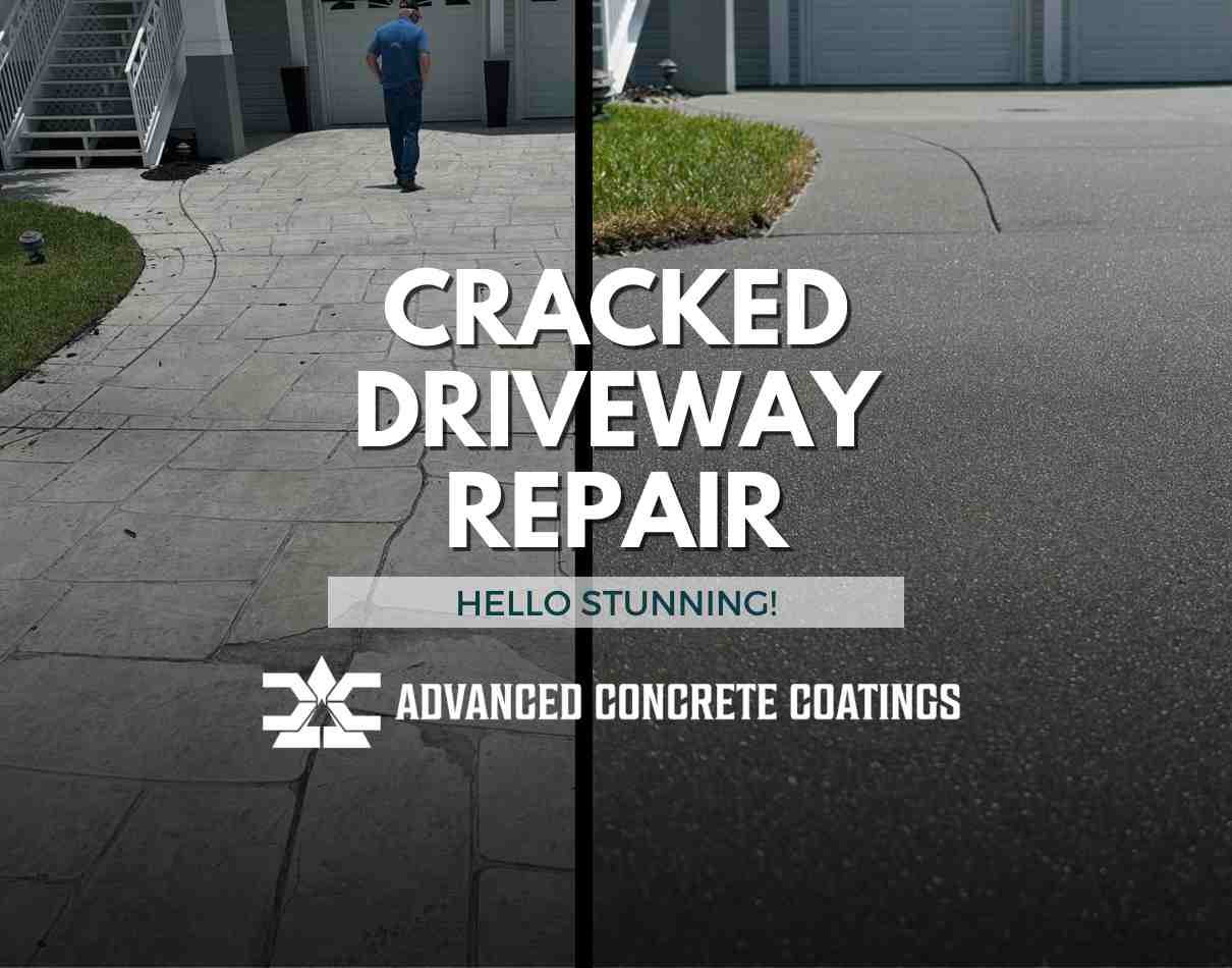 Image showcasing Can Concrete Overlay Repair A Cracked Driveway? • Advanced Concrete ...